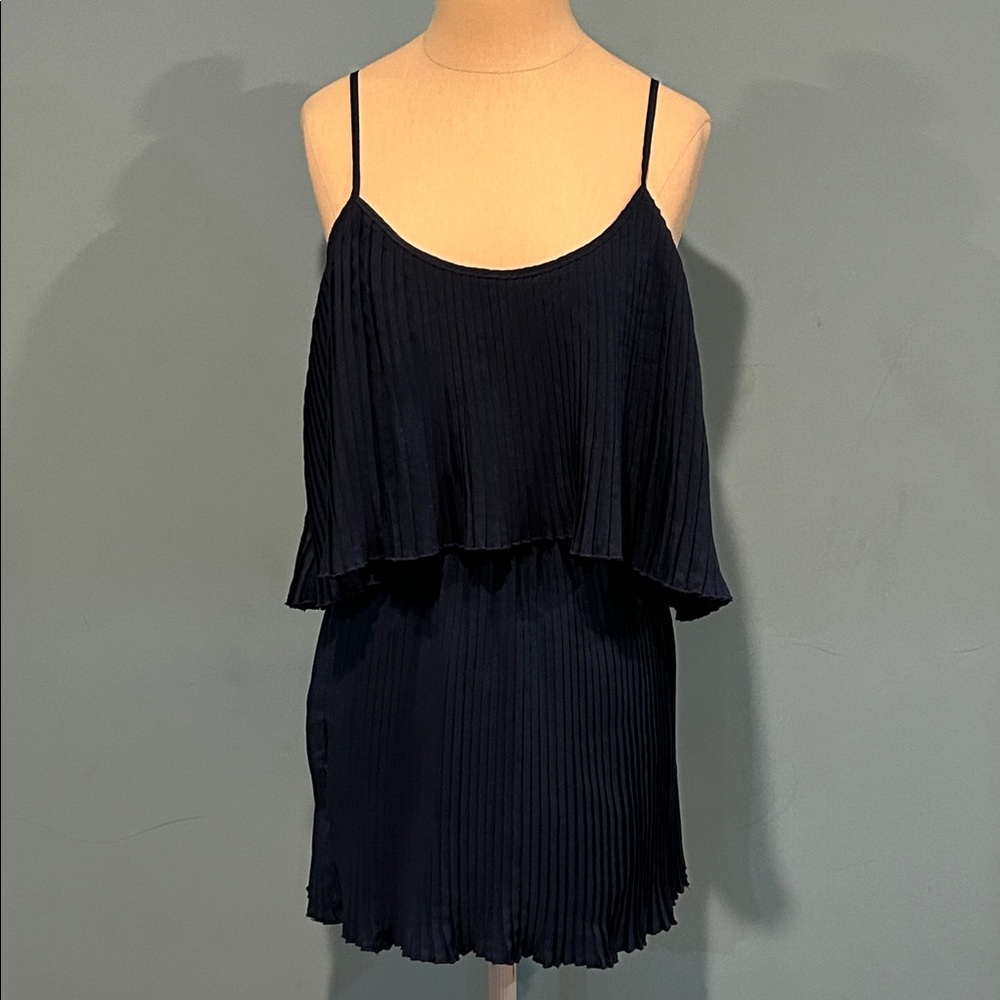 Superdown Revolve Tawnie Cami Mini Dress XS Navy Blue Open Back Pleated